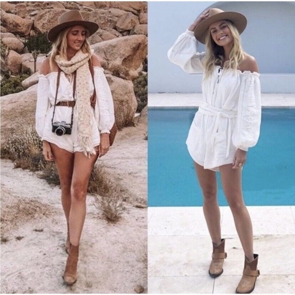 SPELL White Linen Romper | Size XS | NWT | Boho Luxe White Lace Playsuit - Picture 3 of 16